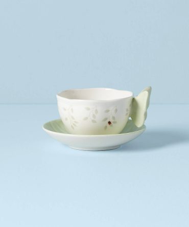 Butterfly Meadow Floral Green Cup & Saucer