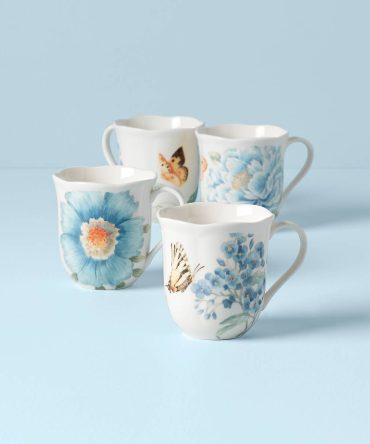 Butterfly Meadow Blue 4-Piece Mug Set